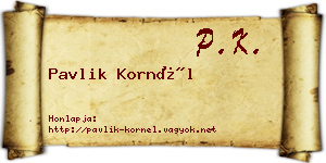 Pavlik Kornél névjegykártya