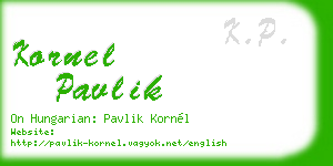 kornel pavlik business card
